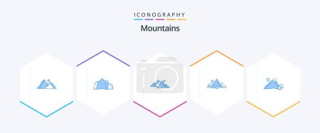 Illustration for Mountains 25 Blue icon pack including hill. mountain. nature. tree. hill - Royalty Free Image