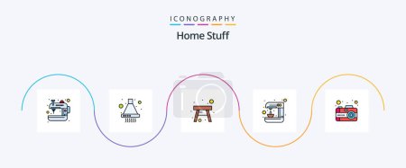 Illustration for Home Stuff Line Filled Flat 5 Icon Pack Including photo. chair. stand. kitchen - Royalty Free Image