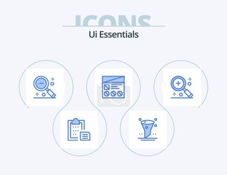 Téléchargez les illustrations : Ui Essentials Blue Icon Pack 5 Icon Design. ui. lo. ui. fi. search - en licence libre de droit
