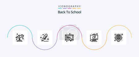 Ilustración de Back To School Line 5 Icon Pack Incluyendo mapa. Geografía. diploma. la escuela. pizarra - Imagen libre de derechos