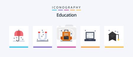 Illustration for Education Flat 5 Icon Pack Including electronic. computer. magnetic. school bag. bag. Creative Icons Design - Royalty Free Image