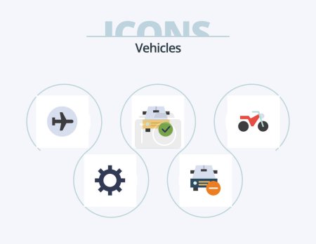 Téléchargez les illustrations : Vehicles Flat Icon Pack 5 Icon Design. done. checked. vehicles. car. flying - en licence libre de droit
