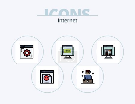 Téléchargez les illustrations : Internet Line Filled Icon Pack 5 Icon Design. website. communications. connect. message. email - en licence libre de droit