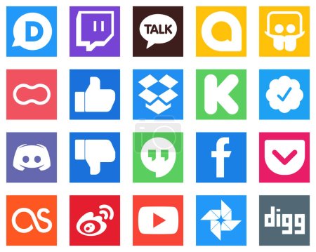 Ilustración de 20 Social Media Icons for Your Marketing such as message; like; discord and funding icons. Professional and clean - Imagen libre de derechos