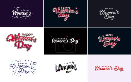 Ilustración de Pink Happy Women's Day typographical design elements international women's day icon and symbol suitable for use in minimalistic designs for international women's day concepts; vector illustration - Imagen libre de derechos