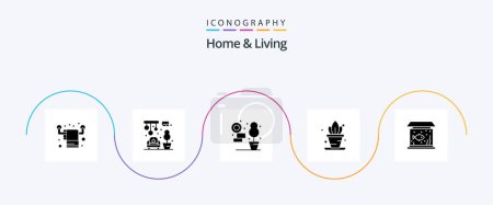 Ilustración de Home And Living Glyph 5 Icon Pack Including . fish. living. living. shelf - Imagen libre de derechos