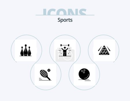 Téléchargez les illustrations : Sports Glyph Icon Pack 5 Icon Design. weight. exercise. watchkit. bodybuilding. pins - en licence libre de droit