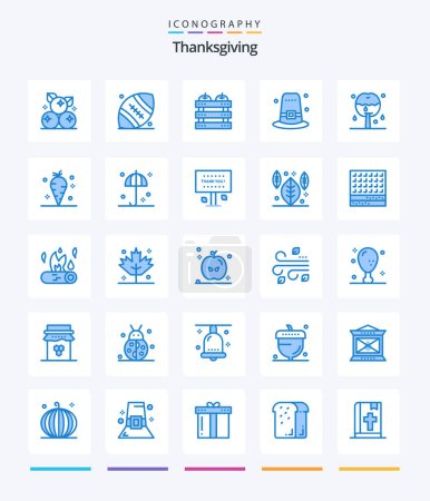 Illustration for Creative Thanksgiving 25 Blue icon pack  Such As apple. holiday. apple. hat. holiday - Royalty Free Image