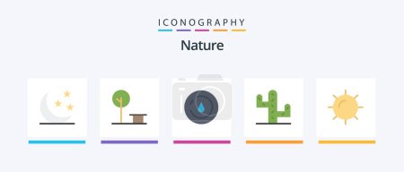 Illustration for Nature Flat 5 Icon Pack Including . sun. energy. nature. cactus. Creative Icons Design - Royalty Free Image