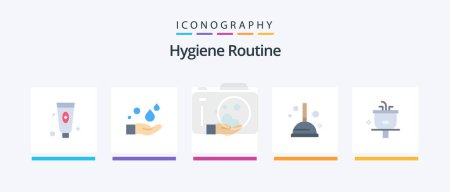 Illustration for Hygiene Routine Flat 5 Icon Pack Including . wash. cleaning. shower. bathroom. Creative Icons Design - Royalty Free Image