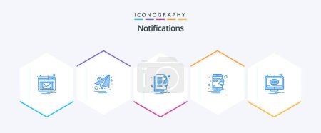 Illustration for Notifications 25 Blue icon pack including message. chat. alert. smartphone. mobile - Royalty Free Image