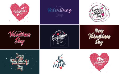 Illustration for Happy Valentine's Day greeting card template with a romantic theme and a red color scheme - Royalty Free Image