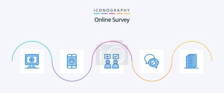 Illustration for Online Survey Blue 5 Icon Pack Including file. business. online. chatting. business - Royalty Free Image