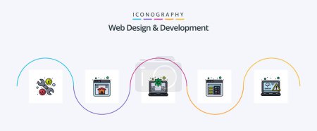 Illustration for Web Design And Development Line Filled Flat 5 Icon Pack Including error. html. setting. design. calculation - Royalty Free Image