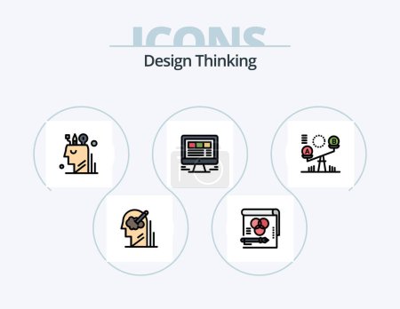 Ilustración de Design Thinking Line Filled Icon Pack 5 Icon Design. compass. search. pms. design. comuter - Imagen libre de derechos