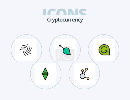 Téléchargez les illustrations : Cryptocurrency Line Filled Icon Pack 5 Icon Design. bill . crypto currency. crypto . crypto . bitconnect - en licence libre de droit