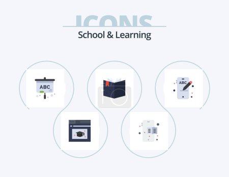 Ilustración de School And Learning Flat Icon Pack 5 Icon Design. . book. . education - Imagen libre de derechos