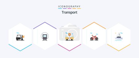 Illustration for Transport 25 Flat icon pack including . transport. transport. river. vehicle - Royalty Free Image
