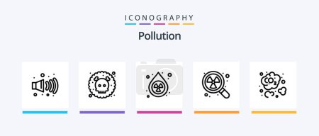 Ilustración de Pollution Line 5 Icon Pack Incluido. El baúl. desperdicio. contaminación. medio ambiente. Diseño de iconos creativos - Imagen libre de derechos