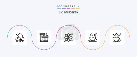 Téléchargez les illustrations : Eid Mubarak Line 5 Icon Pack Including time. alarm. eid. muslim. design - en licence libre de droit