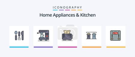 Ilustración de Home Appliances And Kitchen Line Filled 5 Icon Pack Including home. service. kitchen. hotel. kitchen. Creative Icons Design - Imagen libre de derechos