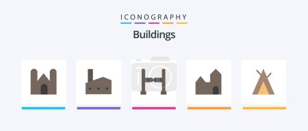 Illustration for Buildings Flat 5 Icon Pack Including camp. industrial plant. industry. factory chimney. swing. Creative Icons Design - Royalty Free Image