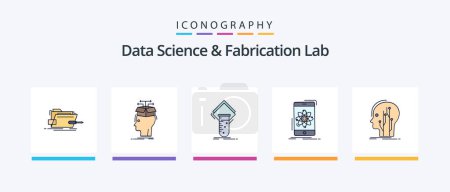 Illustration for Data Science And Fabrication Lab Line Filled 5 Icon Pack Including diy. build. diagram. mind. hacking. Creative Icons Design - Royalty Free Image