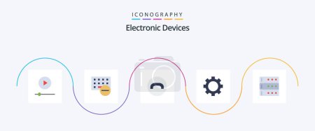 Illustration for Devices Flat 5 Icon Pack Including database. technology. keyboard. set. devices - Royalty Free Image