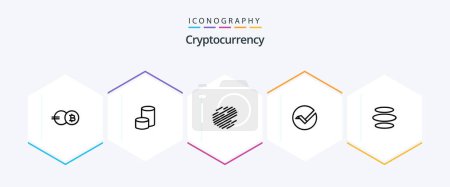 Illustration for Cryptocurrency 25 Line icon pack including coin . crypto . crypto currency. coin - Royalty Free Image