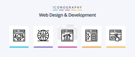Illustration for Web Design And Development Line 5 Icon Pack Including setting. design. engineering design. web. design. Creative Icons Design - Royalty Free Image