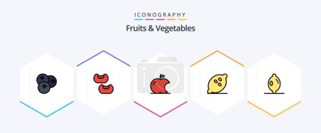 Ilustración de Paquete de iconos de Frutas y Verduras 25 FilledLine incluido. cítricos. fruta. saludable. Fruta - Imagen libre de derechos