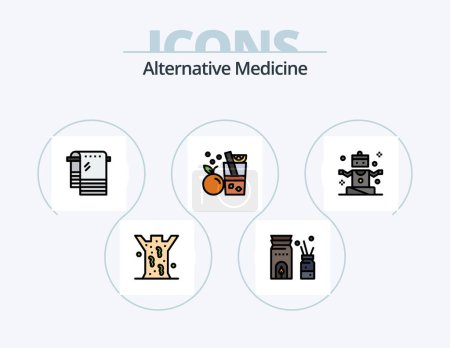 Ilustración de Línea de Medicina Alternativa Relleno Icono Pack 5 Diseño de Icono. física. Bienestar. Drogas. spa. belleza - Imagen libre de derechos