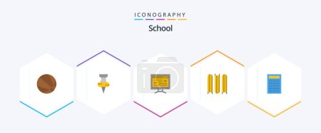 Illustration for School 25 Flat icon pack including . red. study. education. files - Royalty Free Image