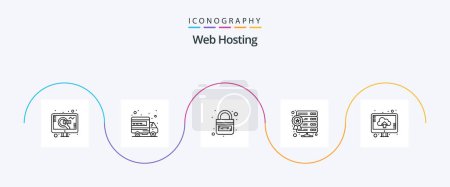 Illustration for Web Hosting Line 5 Icon Pack Including cloud. star. domain. server. security - Royalty Free Image