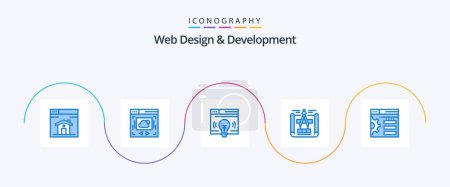 Illustration for Web Design And Development Blue 5 Icon Pack Including web. design. interface. sketch. blueprint - Royalty Free Image