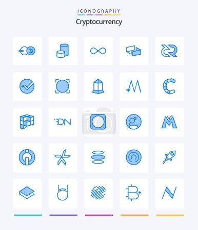 Illustration for Creative Cryptocurrency 25 Blue icon pack  Such As decreed. crypto. infinite coin. coin. currency - Royalty Free Image