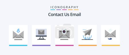 Téléchargez les illustrations : Email Flat 5 Icon Pack Including reply. email. marketing. answer. letter. Creative Icons Design - en licence libre de droit