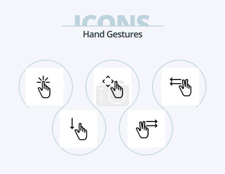 Illustration for Hand Gestures Line Icon Pack 5 Icon Design. hand. finger. finger. touch. hand - Royalty Free Image