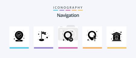 Illustration for Navigation Glyph 5 Icon Pack Including map. home. restaurant. pin. location. Creative Icons Design - Royalty Free Image