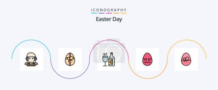 Illustration for Easter Line Filled Flat 5 Icon Pack Including easter. egg. bottle. egg. decoration - Royalty Free Image