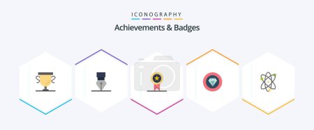Ilustración de Achievements and Badges 25 Flat icon pack including award. performance. badges. jewelry. achievements - Imagen libre de derechos