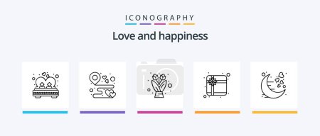 Ilustración de Love Line 5 Icon Pack Including celebrate. married. heart. love. bed. Creative Icons Design - Imagen libre de derechos