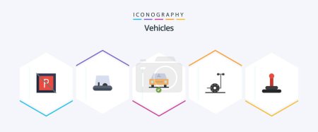 Téléchargez les illustrations : Vehicles 25 Flat icon pack including . van. complete. gear. scooter - en licence libre de droit