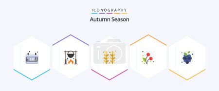 Téléchargez les illustrations : Autumn 25 Flat icon pack including cold. berries. cooking. autumn. thanksgiving - en licence libre de droit