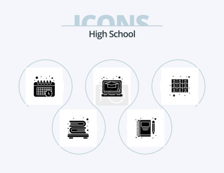 Illustration for High School Glyph Icon Pack 5 Icon Design. files. drawer. calendar. cabinet. online - Royalty Free Image