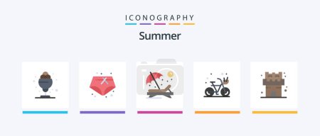 Illustration for Summer Flat 5 Icon Pack Including castle. summer. chair. hot. beach. Creative Icons Design - Royalty Free Image