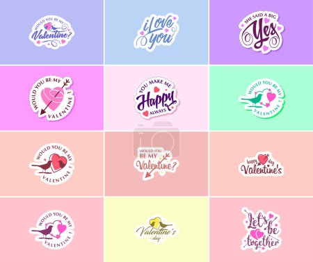 Illustration for Valentine's Day: A Time for Love and Stunning Visual Stickers - Royalty Free Image