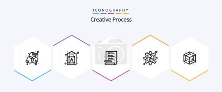 Téléchargez les illustrations : Creative Process 25 Line icon pack including . process. creative. creative. process - en licence libre de droit