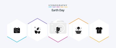 Illustration for Earth Day 25 Glyph icon pack including eco. world. earth day. globe. green - Royalty Free Image