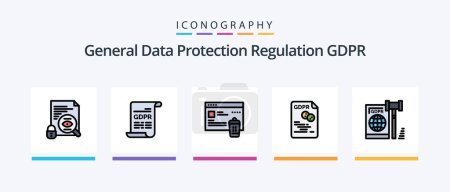 Illustration for Gdpr Line Filled 5 Icon Pack Including data . story. mobile . law . document. Creative Icons Design - Royalty Free Image